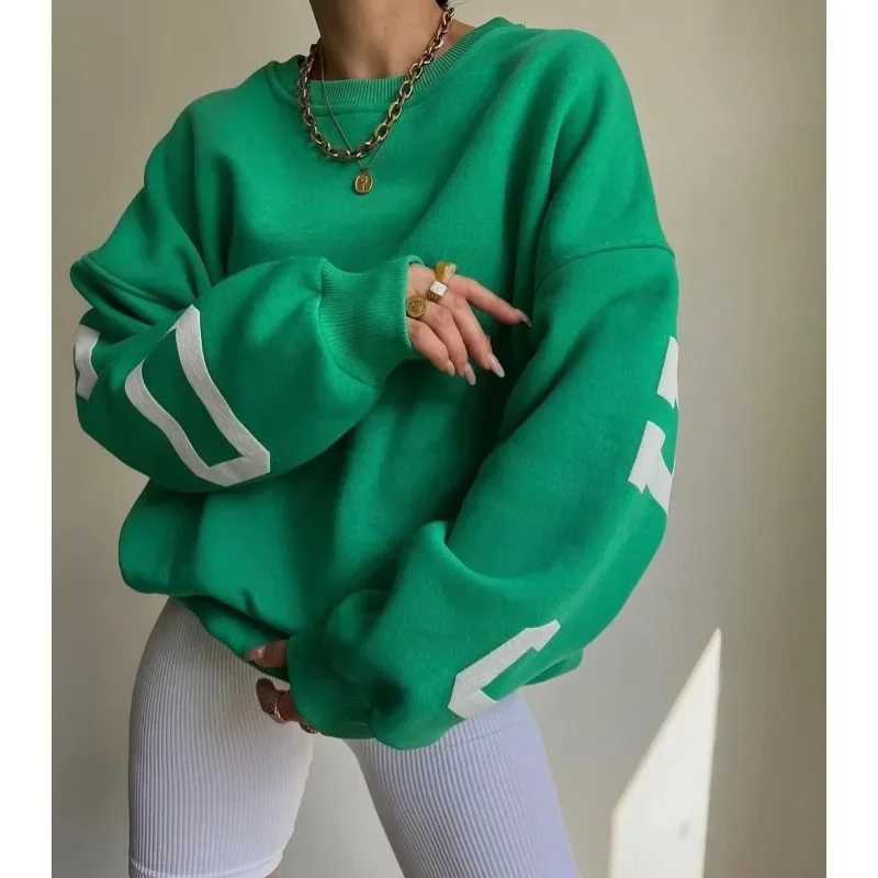 Long Sleeve Sweatshirt O-neck Letter Printing Trend Casual Sweatshirts Women Loose Fashion Top Hoodies Y2K Autumn Pullovers