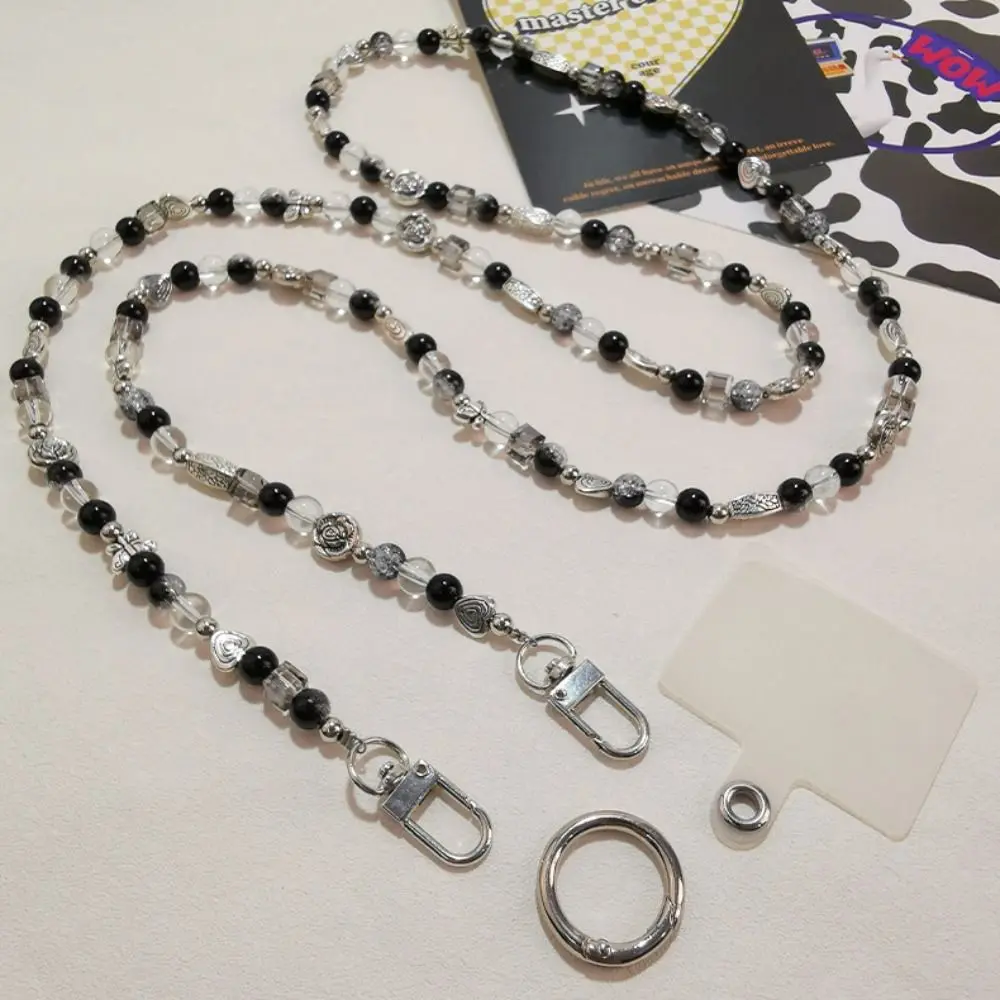 

Цепочка для телефона через плечо с сердечком и бисером, цепочка для сумки с защитой от потери, ремешок через плечо для мобильного телефона, милые универсальные шейные ремни для телефона