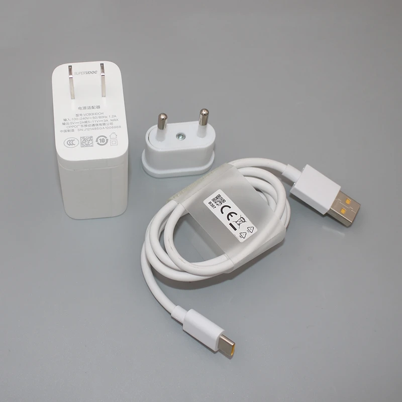 For OPPO 11V 3A 33W Max Supervooc Fast Power Wall Charging Adapter for Reno 3 5 7 8 4G 4Z 5G A53 A57 A93 A96 1M USB C Cable