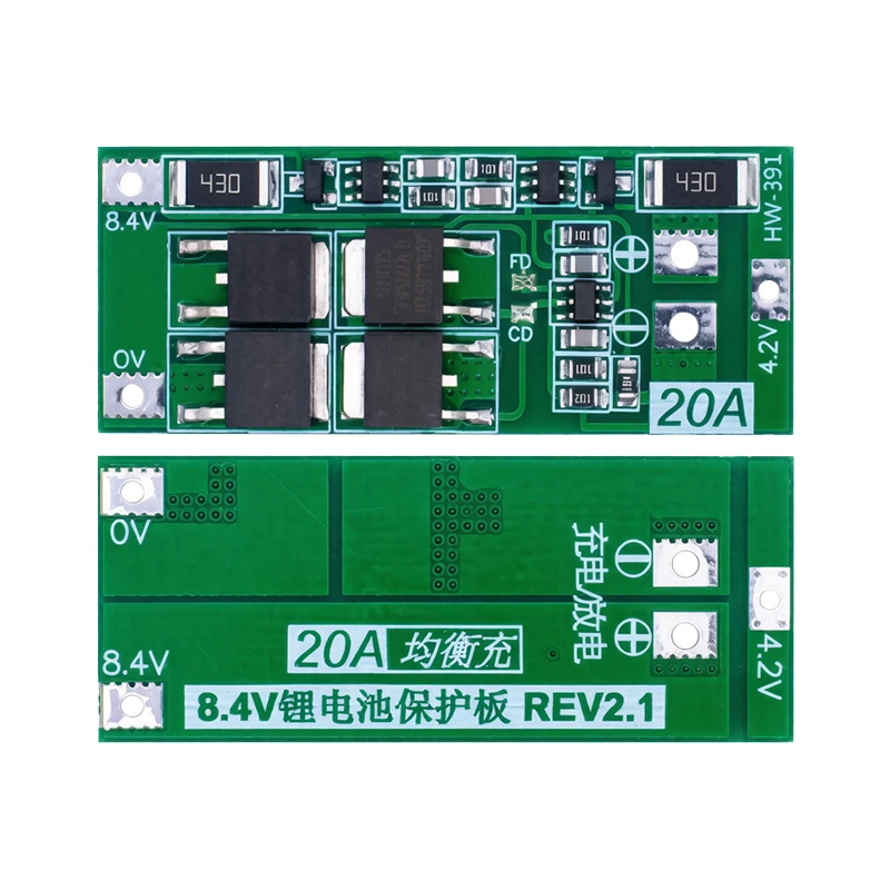 1/3PCS 2S 20A 7.4V 8.4V 18650 Lithium Battery Protection Board BMS Board Standard Balance Version For Battery Pack DIY Project