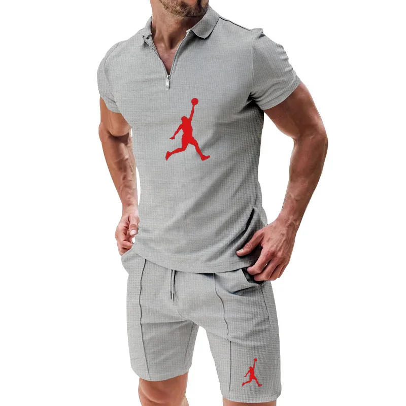 

Best-selling men's summer polo sets (short-sleeved T-shirts and shorts sets) - suitable for running and fitness activities