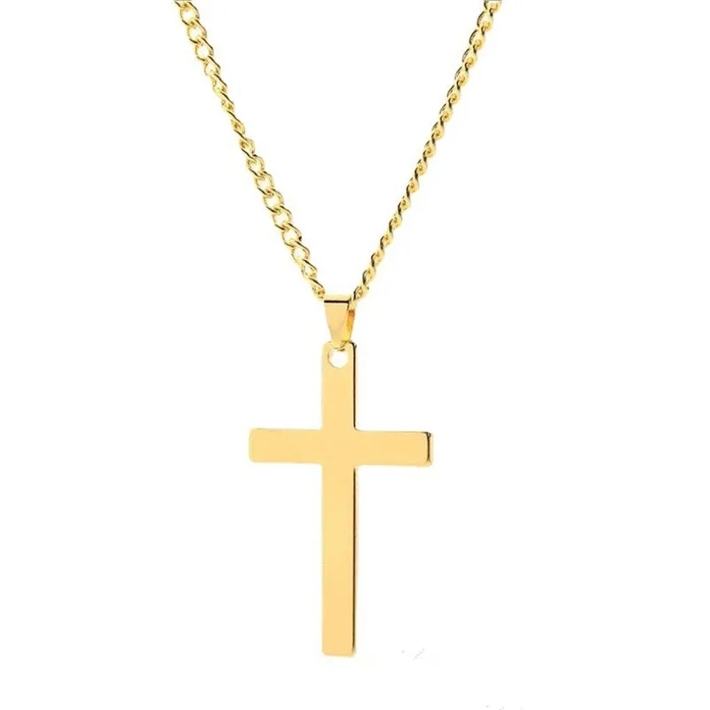 Wu\'s 2022 New Fashion Cross Pendant Necklace Ladies Mens Stainless Steel Chain Charm Necklace Cool Boys Girls Jewelry Gift