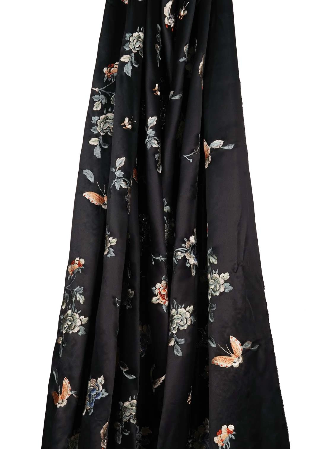 

Chinese Sle Pure Silk Heavy Embroidery Clothing Fabric Bla Color for DIY Home Sponge Pad Hanrts