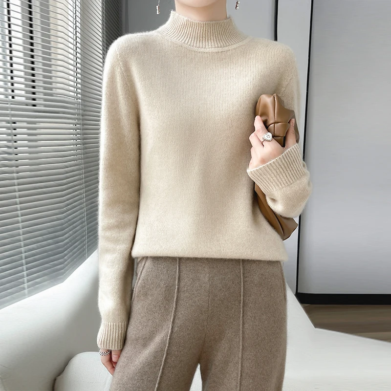 Cashmere sweater women's sweater pure 100% merino wool 2023 winter fashion half-neck blouse autumn warm pullover