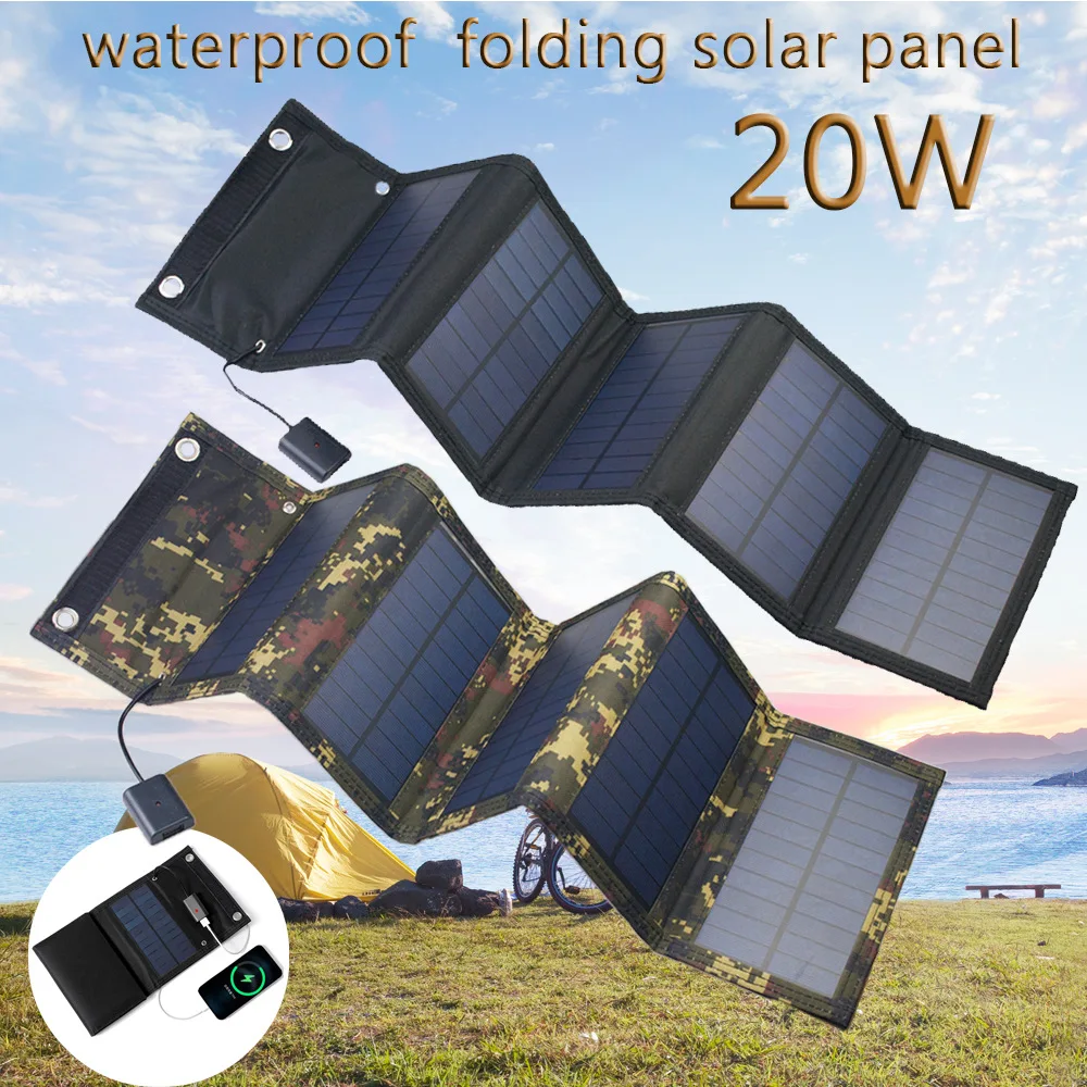 Portable 12W Foldable Solar Panel Battery Charger USB Output Device Outdoor Camping