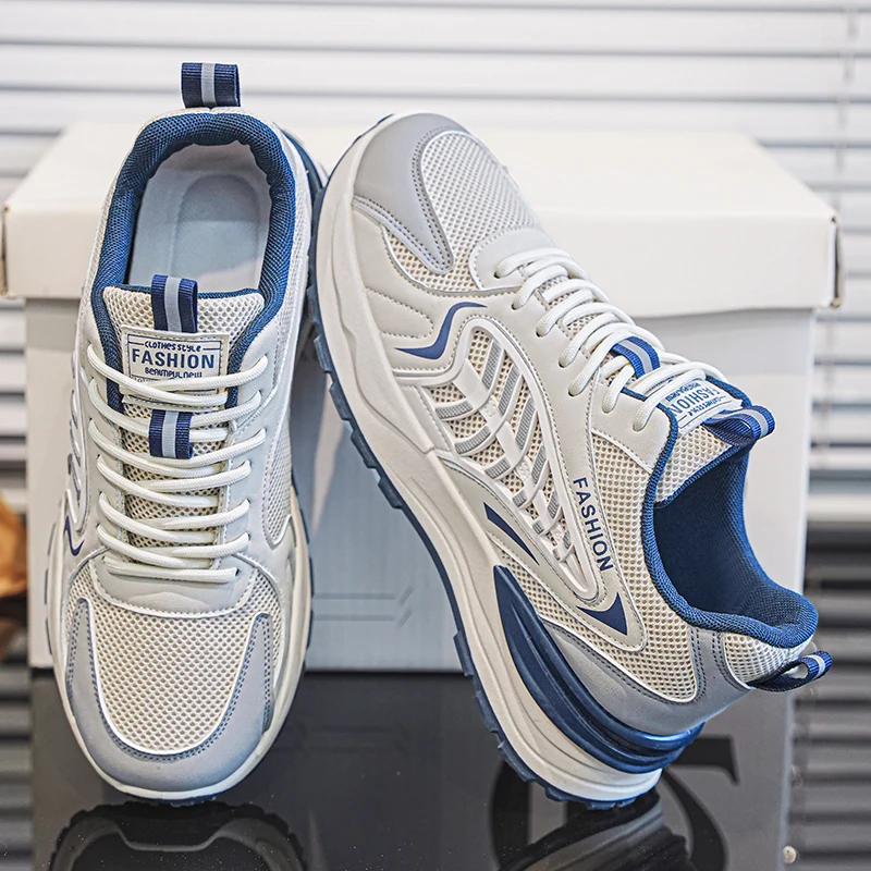 Men's Fall Shoes New Model Breathable Mesh Sports Sneakers Thick Bottom Casual Trendy Footwear