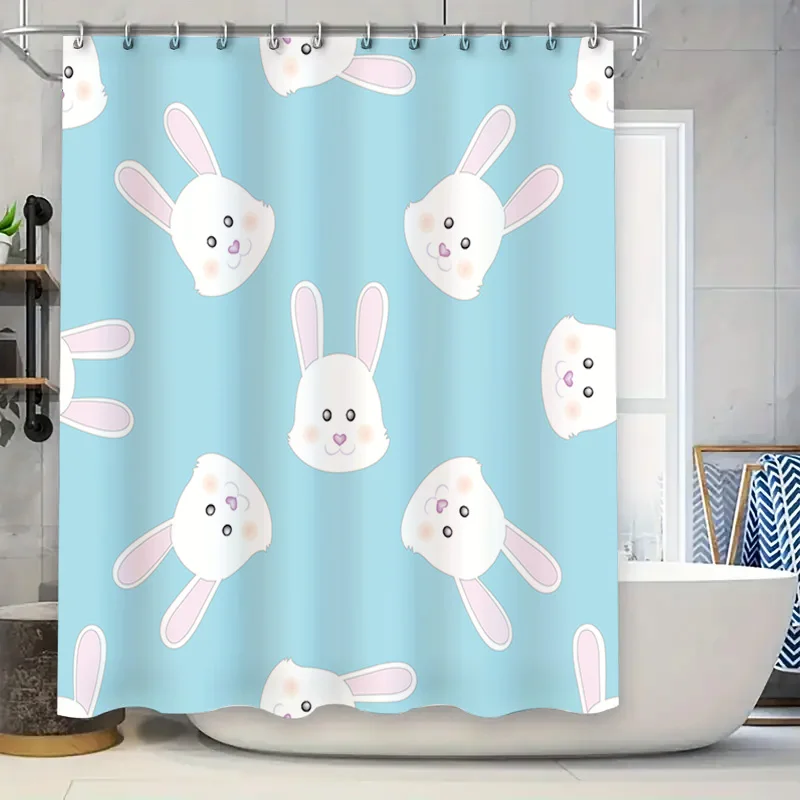 

Водонепроницаемая занавеска для душа с рисунком синего кролика, декор для ванной комнаты, коврик для ванной для детей, моющиеся тканевые шторы в домашнем текстиле с куб.