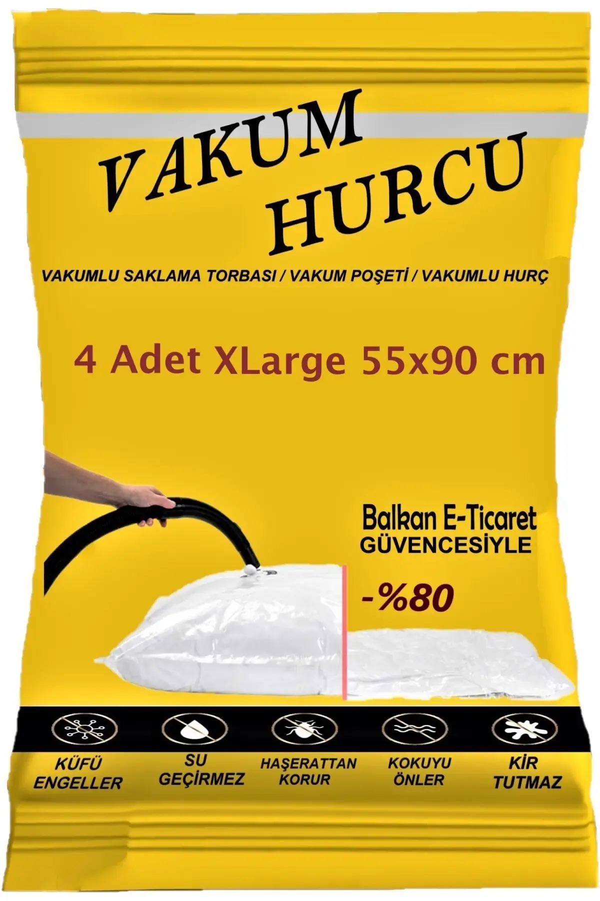 4'lü Set Xlarge 55x90 Cm Vacuum Storage Bag-Vacuum Bag-