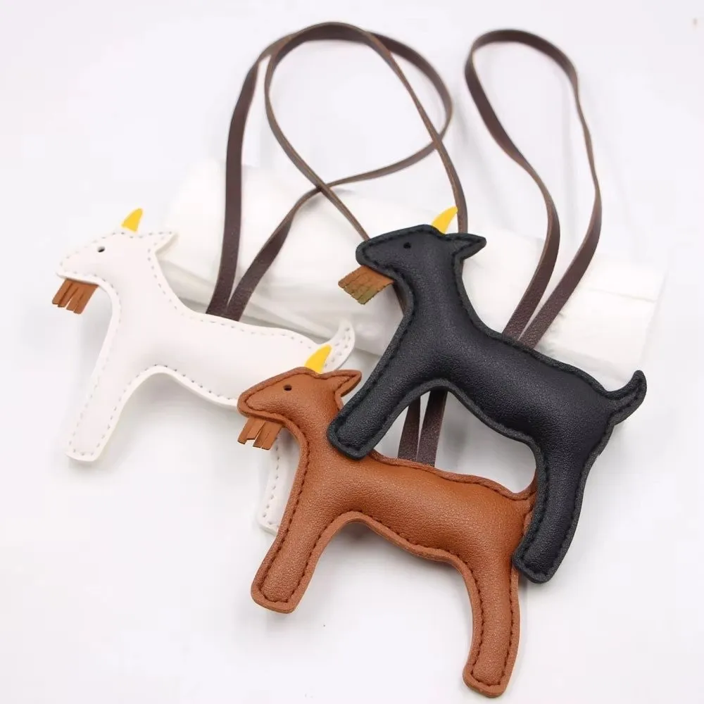 Portable Goat Bag Charm Hanging Design Decorative Animal Leather Bag Pendant PU Leather Key Ring Animal Purse Decoration