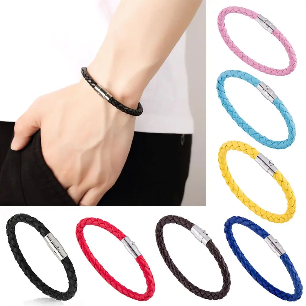 Unisex Trendy Women Men 1 Piece PU Leather Gift Magnetic Clasp Fashion Accessories Jewelry Bracelet