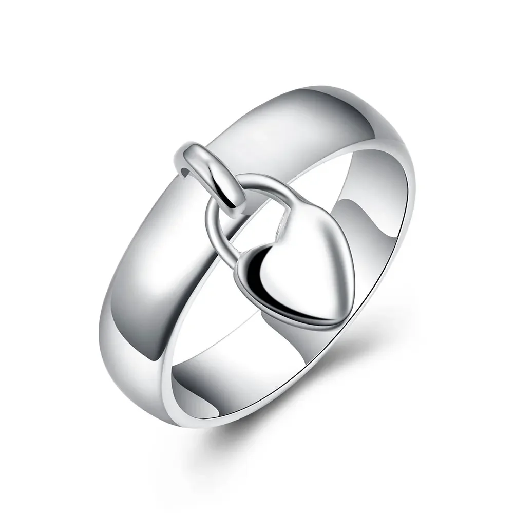 Wholesale women 925 Sterling Silver Rings cute lovely valentine gift Jewelry romantic heart wedding gifts