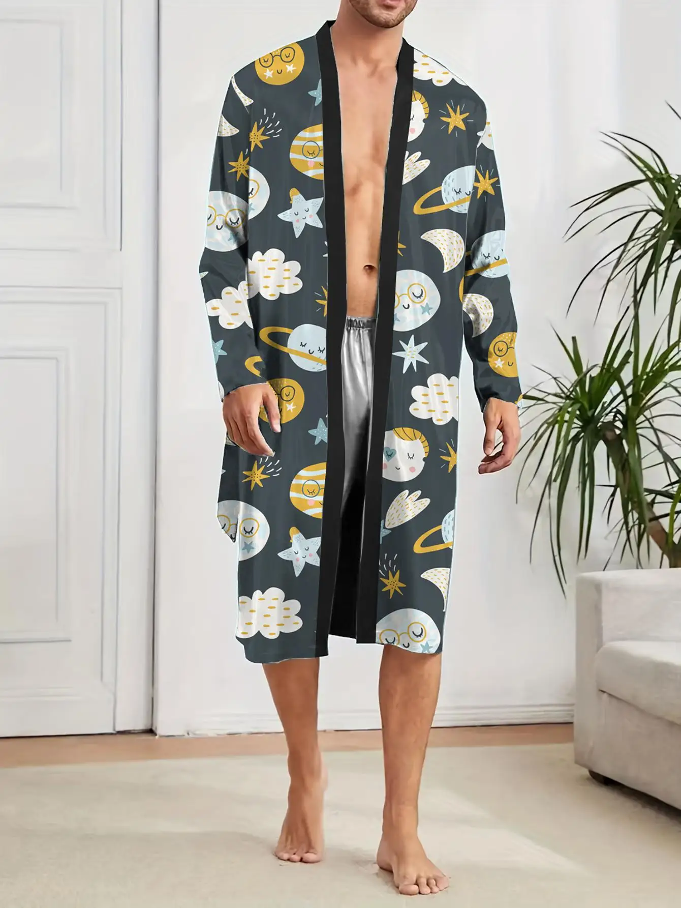 1pcs Men's Robes 2026 Spring/Summer Bathrobe men Robe man Breathable sleepwear 3D Printed Bathrobe man Robes Graphic