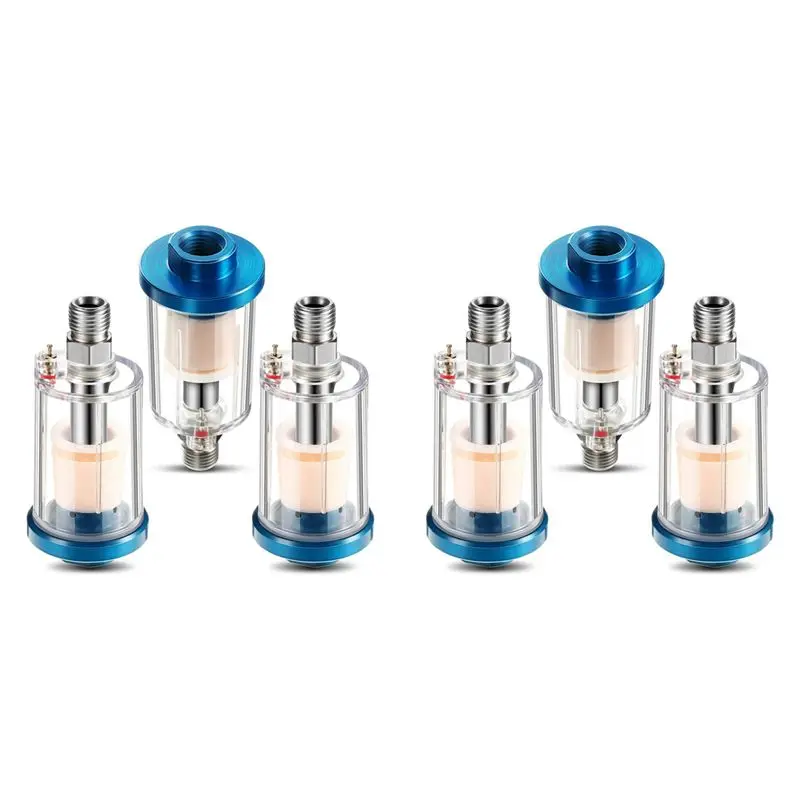 WORTHOWN-6 Pieces Water Oil Separator Filter Airbrush Filter Moisture Separator For Air Line Compressor Fitting
