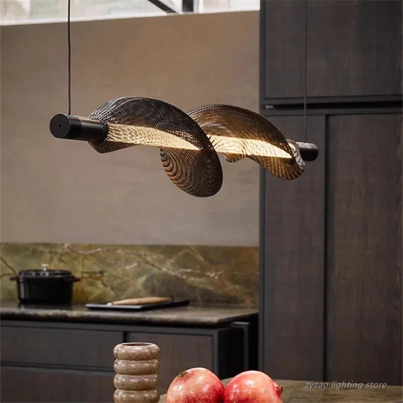 Designer Horizontale Led Anhänger Lampe Esszimmer Net Licht Nordic Lange Röhre PVC Licht Wohnkultur Foyer LED Küche Insel Licht