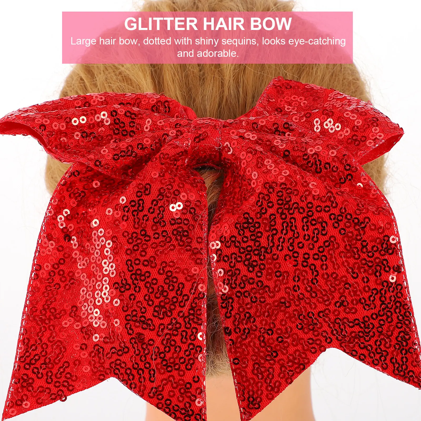 

3Pcs Sequin Hair Bow Tie Glitter Halloween Large Bow Ponytail Holder for Women Girls Party Cosplay Birthday Masquerade Theme