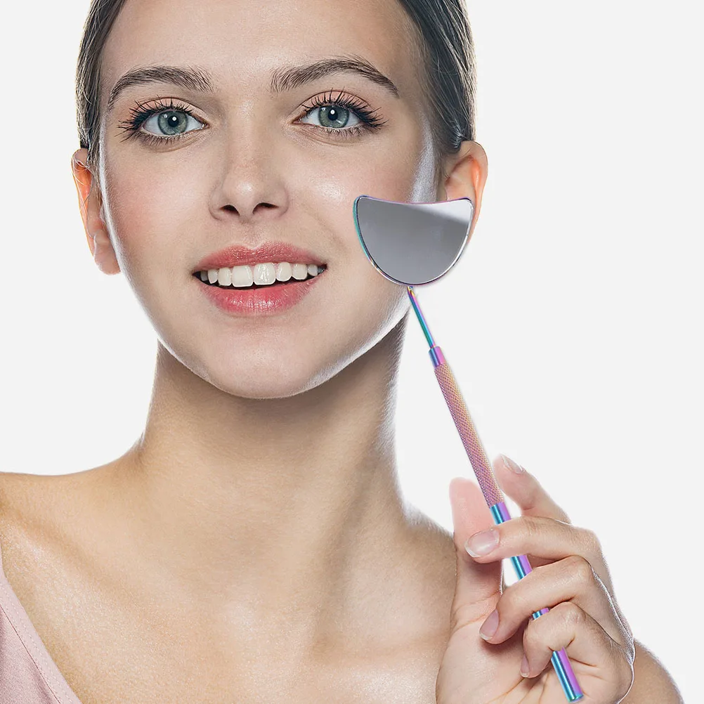 

2Pcs Eyelash Extension Mirror Small Lightweight Moon Design Lash Grafting Mirror for Professional Makeup Artists Use