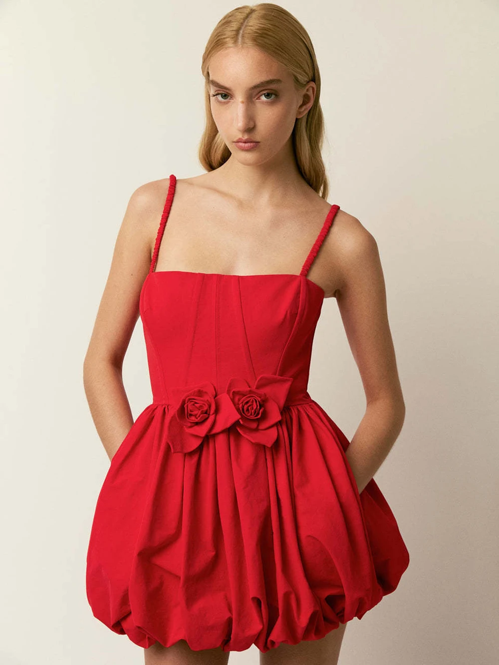Modphy Summer Women Elegant Sleeveless Backless Ball Gown Lady Sexy Solid 3D flower Sling Mini Dress 2026 Female Party Robes