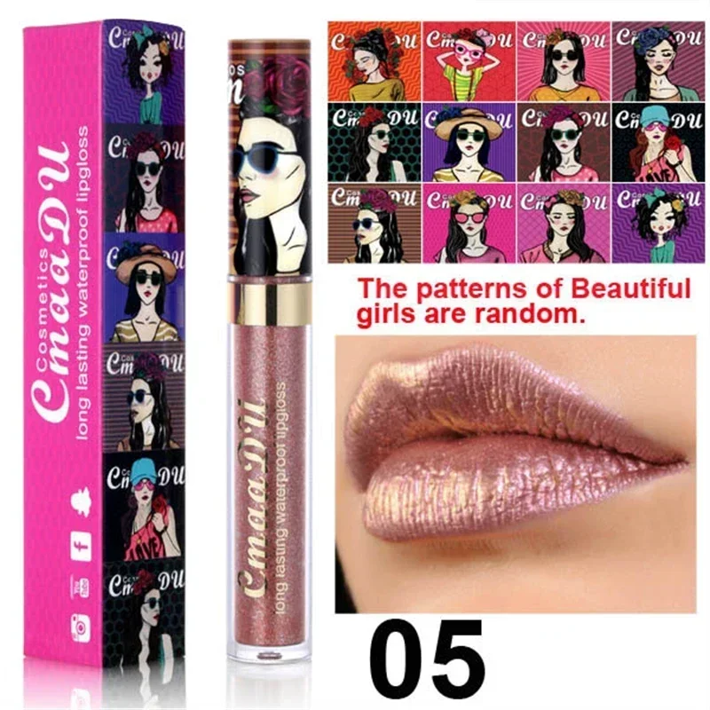 12 Colours Beauty Pearl Lip Gloss Long Lasting Waterproof Liquid Lipstick Diamond Glitter Lip Tint Gold Flash Liquid Lipstick