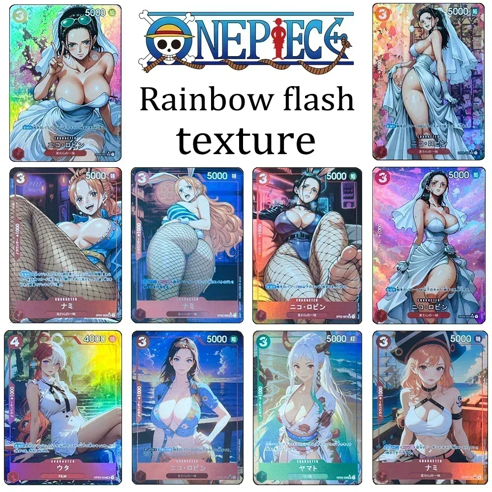 

One Piece Textures Hancock Uta Vivi Yamato Nami Perona Rainbow Coarse Foil Collectible Cards Holiday Gifts Refractive brilliance