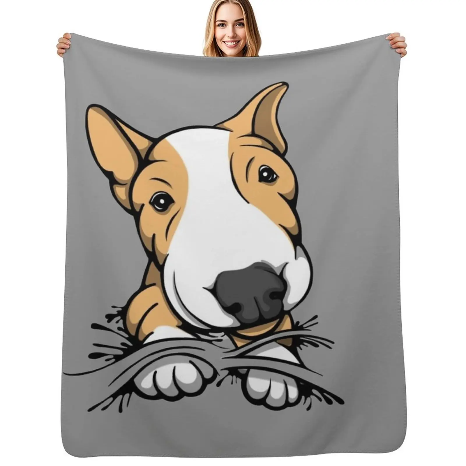 

Cute Puppy Bull Terrier Tan and White Throw Blanket Warm Sleeping Bag Blankets