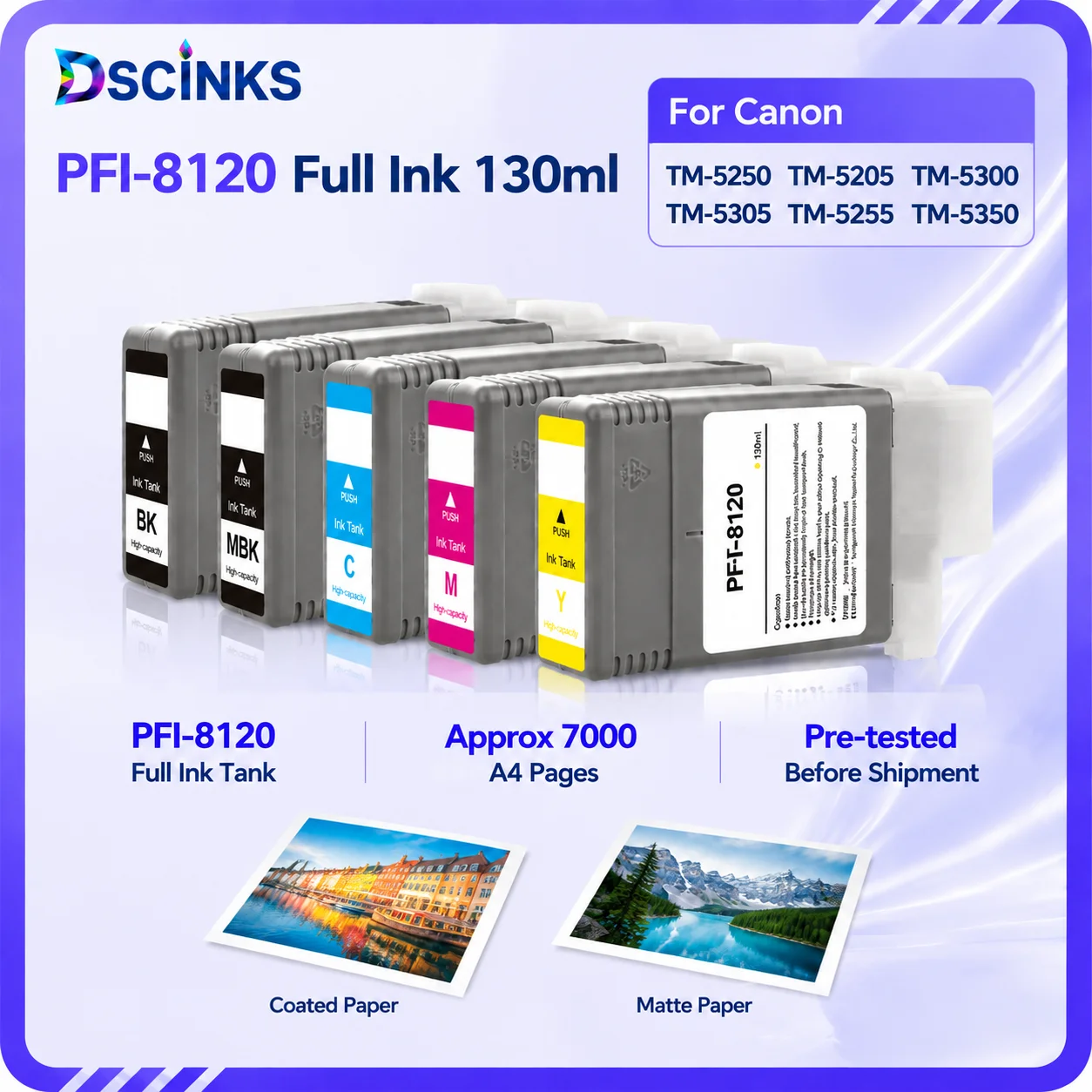 130ML PFI-8120 Pigment ink for Canon PFI-8120 PFI8120 for Canon TM5200 TM5205 TM5300 TM5305 TM5300MFP printer ink cartridge