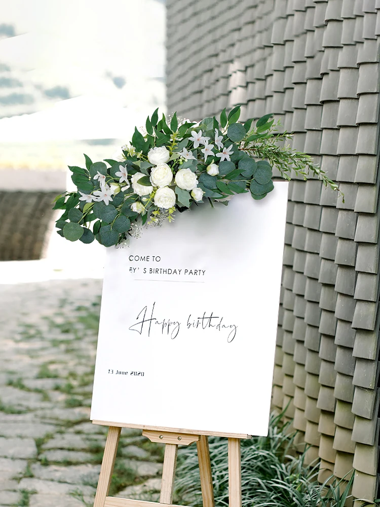1PC Künstliche Hochzeit Bogen Blumen Boho Rote Rose Eukalyptus Girlande Vorhänge Hause Dekoration Hochzeit Dekorationen Willkommen Zeichen – Detail 18
