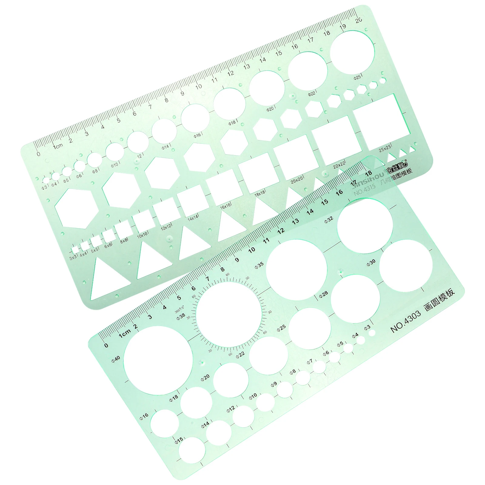 2pcs Circular Ruler Plastic Drafting Drawing Tools Students Measuring Templates Engineering Design Accessories