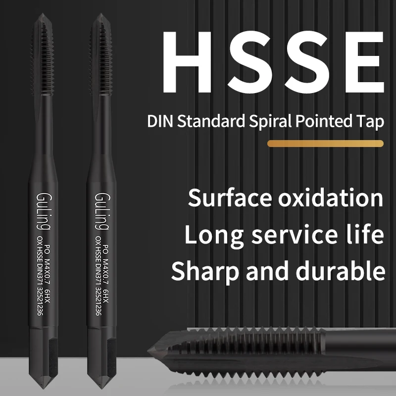 

GULING HSSE-M35 DIN 371 376 Standard Spiral Pointed Tap Fluted M2 M2.5 M3 M4 M5 M6 M8 M10 M12 6HX Machine Screw Thread Taps