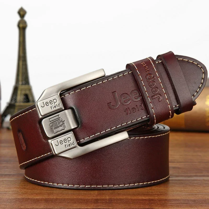 Ceinture en cuir de vache renversé pour hommes, sangle de taille, broche, haute qualité, vintage, designer, marque célèbre, luxe, environnement