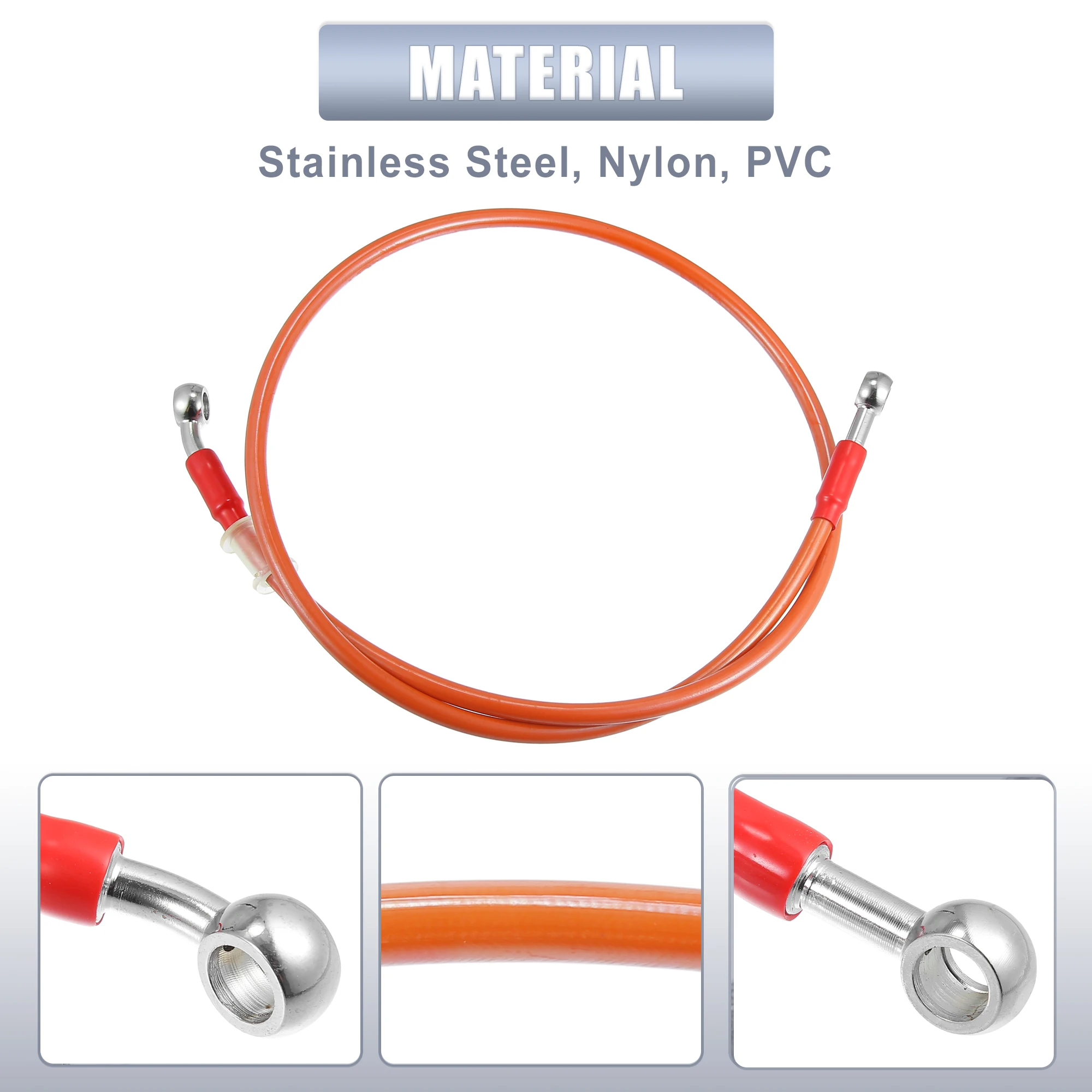 50cm-230cm 28 °   0 °   Longitud motocicleta línea de freno hidráulico tubo de manguera de aceite Cable trenzado de acero inoxidable 10mm ID naranja