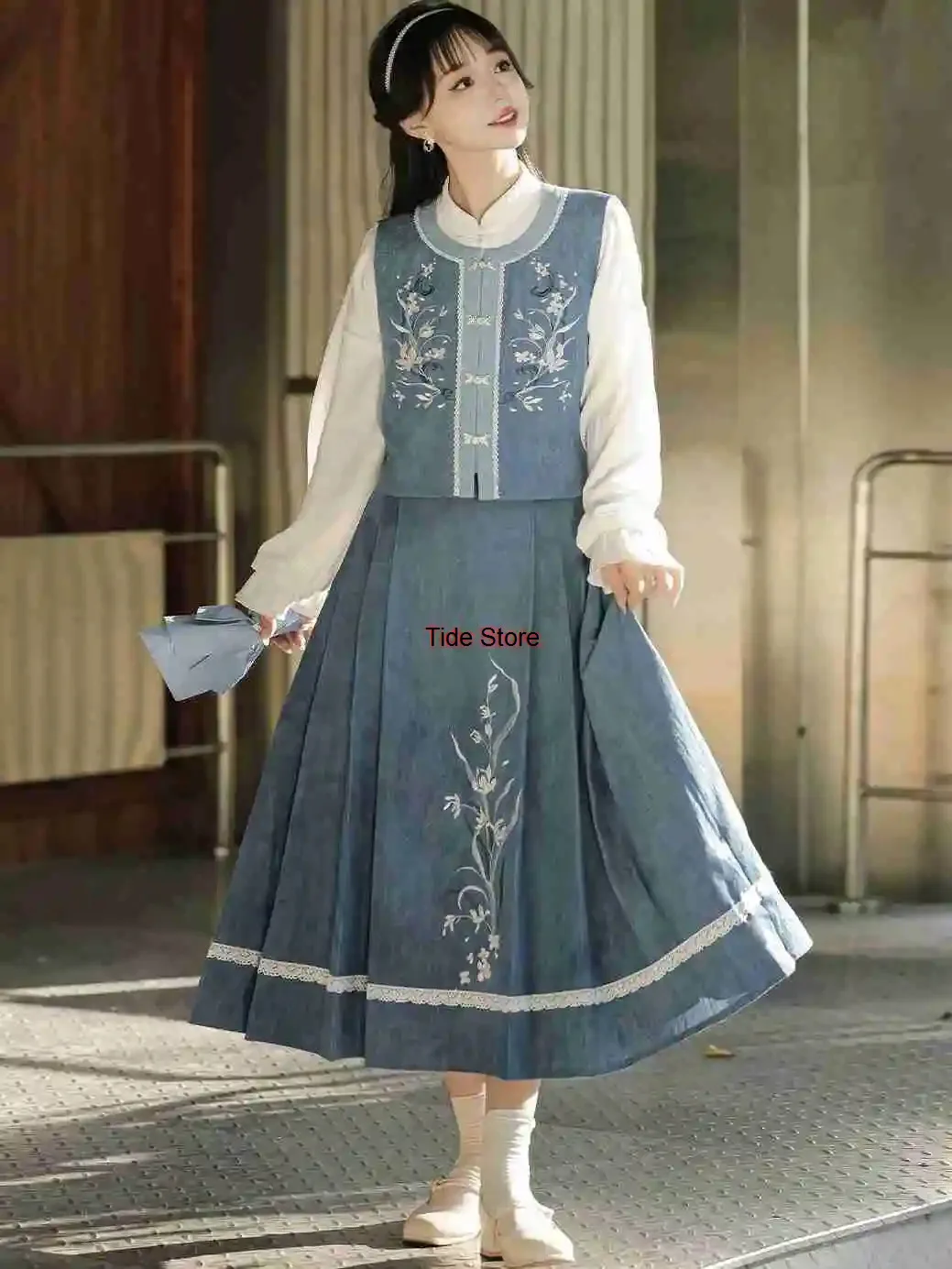 

Han Ru Chu Orchid Snow Hanfu Women's Improved Daily Han Elements Chinese Style New Chinese Commuter Set Spring Autumn