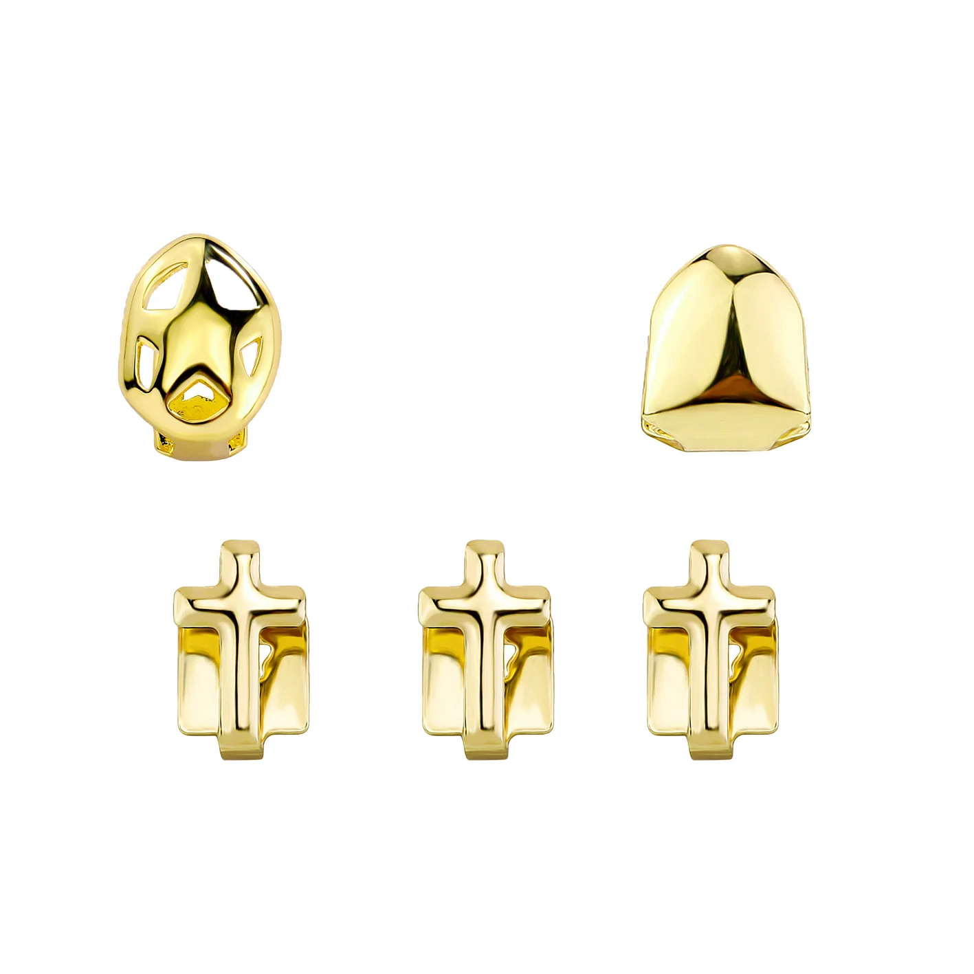 Gold Plated Vintage Grillz Top Bottom Set Hollow Out Swirl Star Halloween Hip Hop Rapper Teeth Grills Wholesale Jewelry