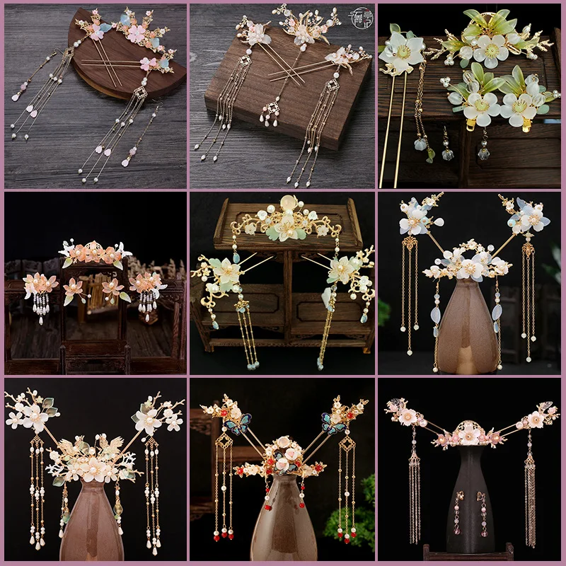 Chinese Childrens Hanfu Hair Pins Headwear Ancient Costumes Tassel Bride Hair Accessories New Handmade Buyao Girls Hair Clip