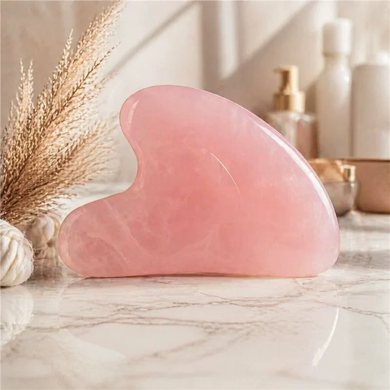 5PCS Rose Quartz Jade Gua Sha Set Facial Spa Antiging Natural Rose Quartz Jade Gouache Scraper Set Facial Body Massager