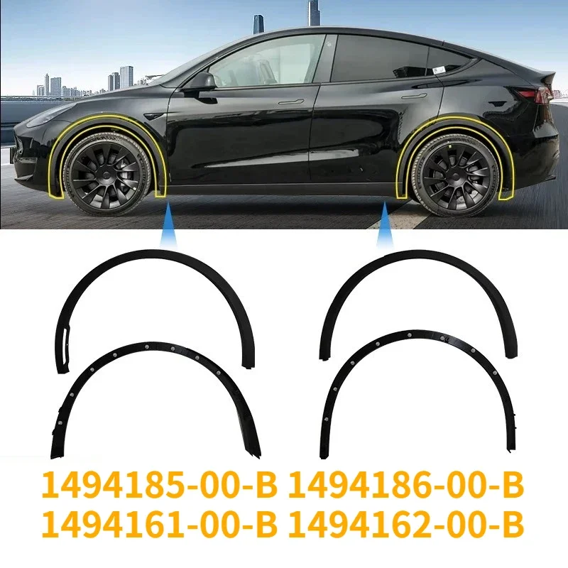 Voor Tesla Model Y Voor Achterwiel Wenkbrauw Molding Fender Flare Spatborden 1494185-00-B 1494186-00-B 1494161-00-B 1494162-00-B - afbeelding 2