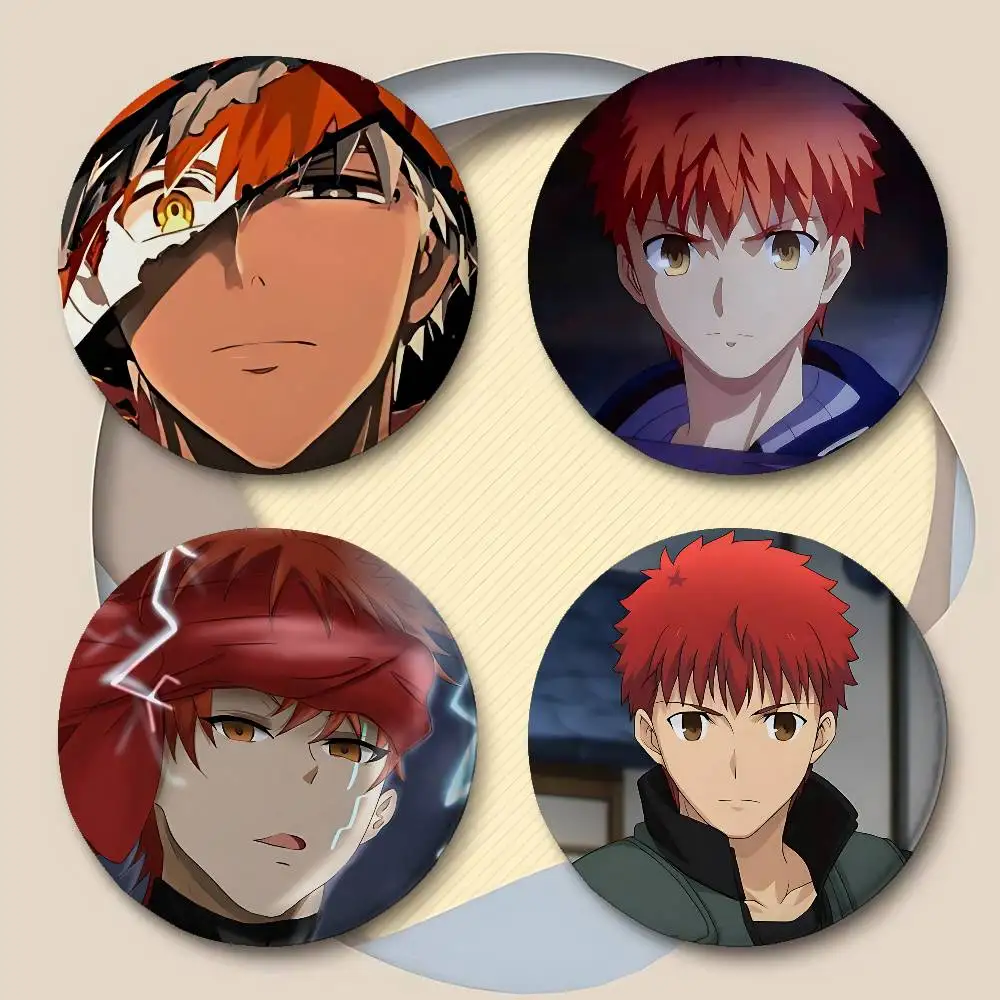 Anime Shirou Emiya Badges Peripheral Lapel Pins Tinplate Round Brooch For Shoulder Bag Accessories Souvenir Gifts