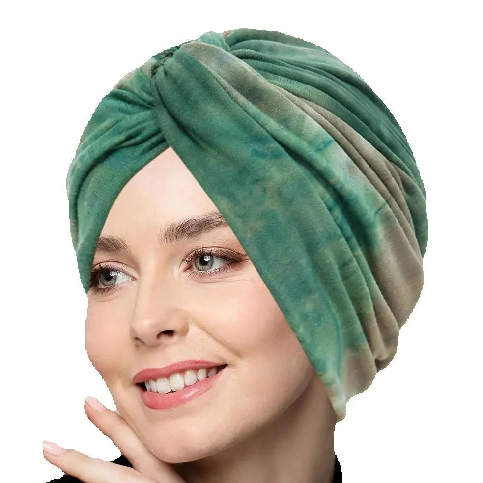 

Muslim Women Inner Hijab Hat Beanies Twist Knotted Turban Indian Headscarf Printed Headwear Bonnet Hair Loss Chemo Cap Turbante