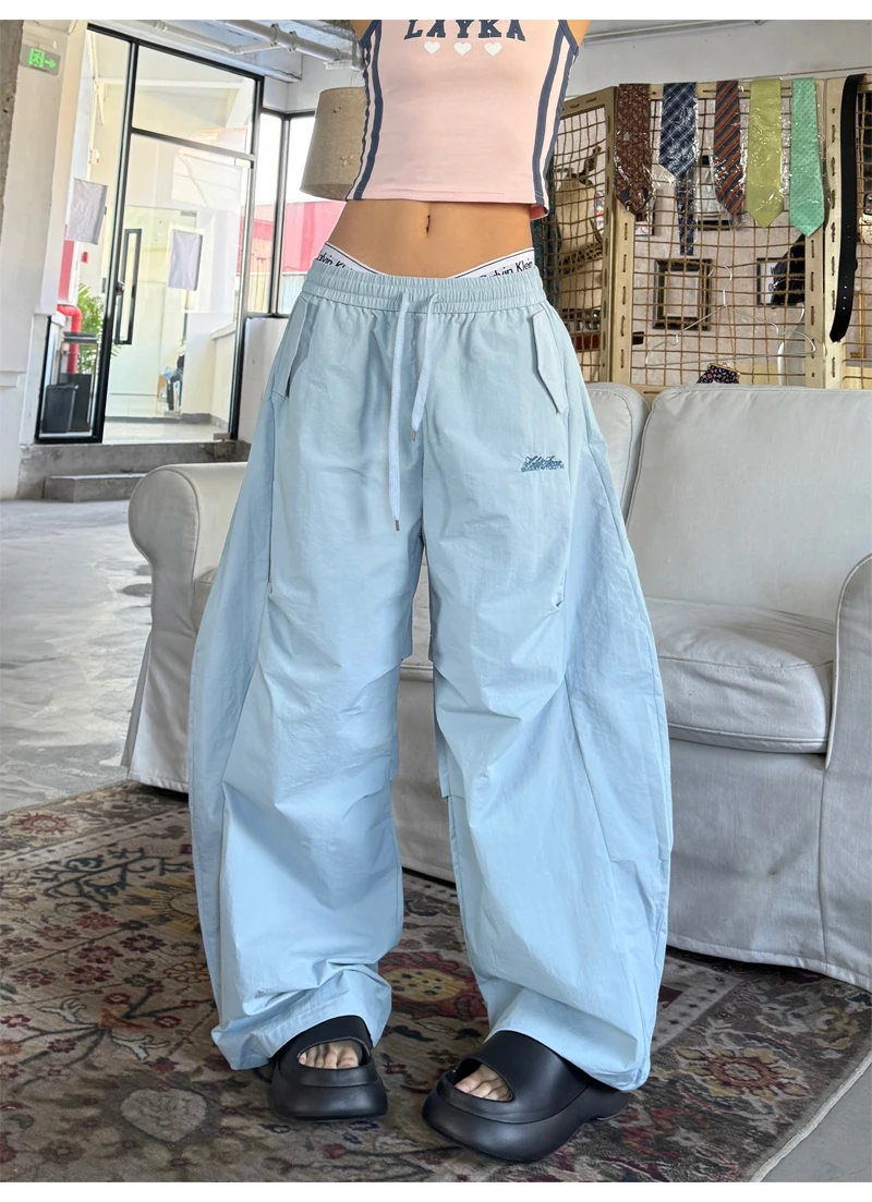 السراويل المظلة النسائية Damen الربيع النمط الأمريكي الخيزران القطن التخسيس تصميم في الهواء الطلق المرقعة فتاة حلوة قابل للتعديل عارضة