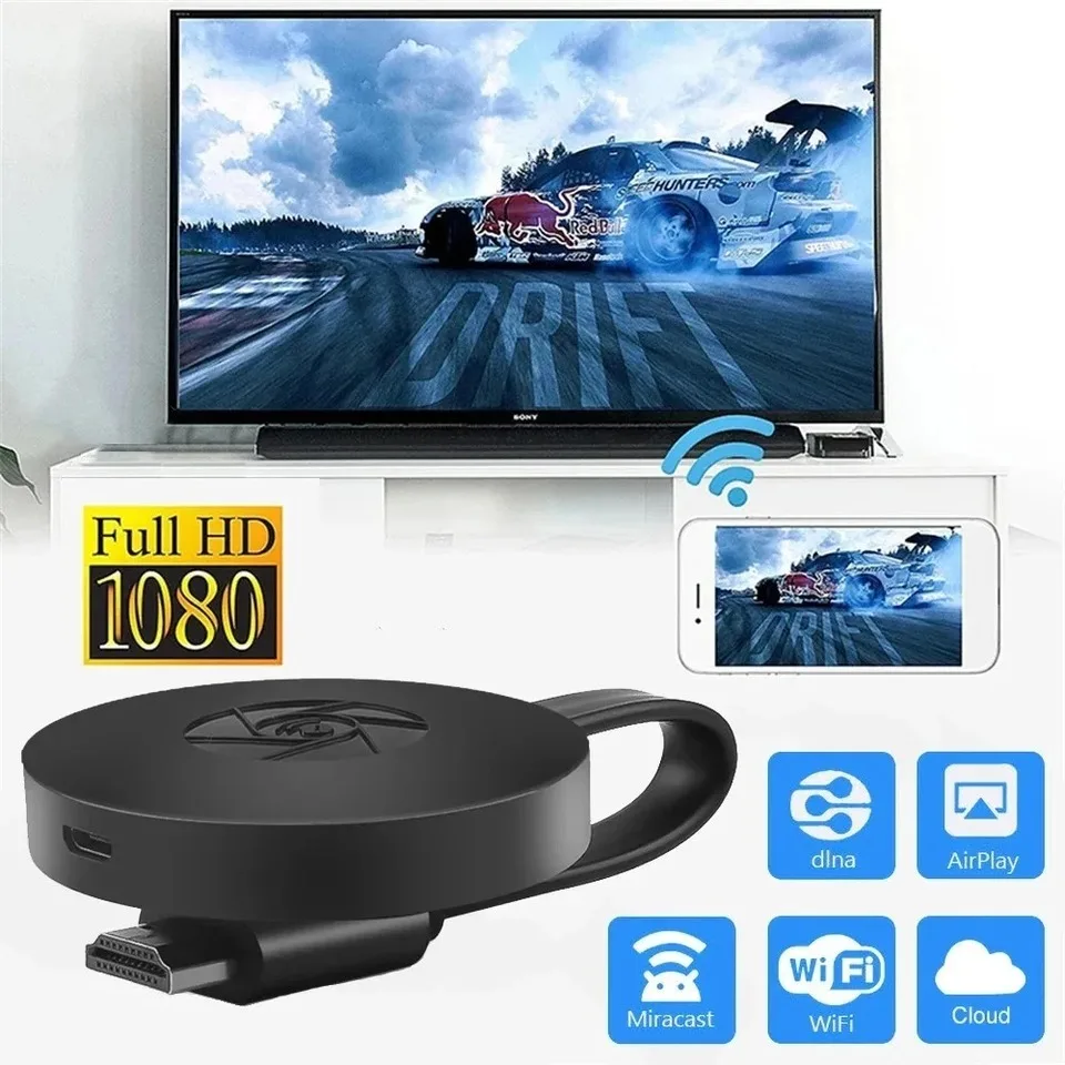 อะแดปเตอร์รับสัญญาณโทรทัศน์1080P HDTV ไร้สายผ่าน WiFi อะแดปเตอร์รับสัญญาณแสดงผลสำหรับ iOS แอนดรอยด์แท็บเล็ตโทรได้