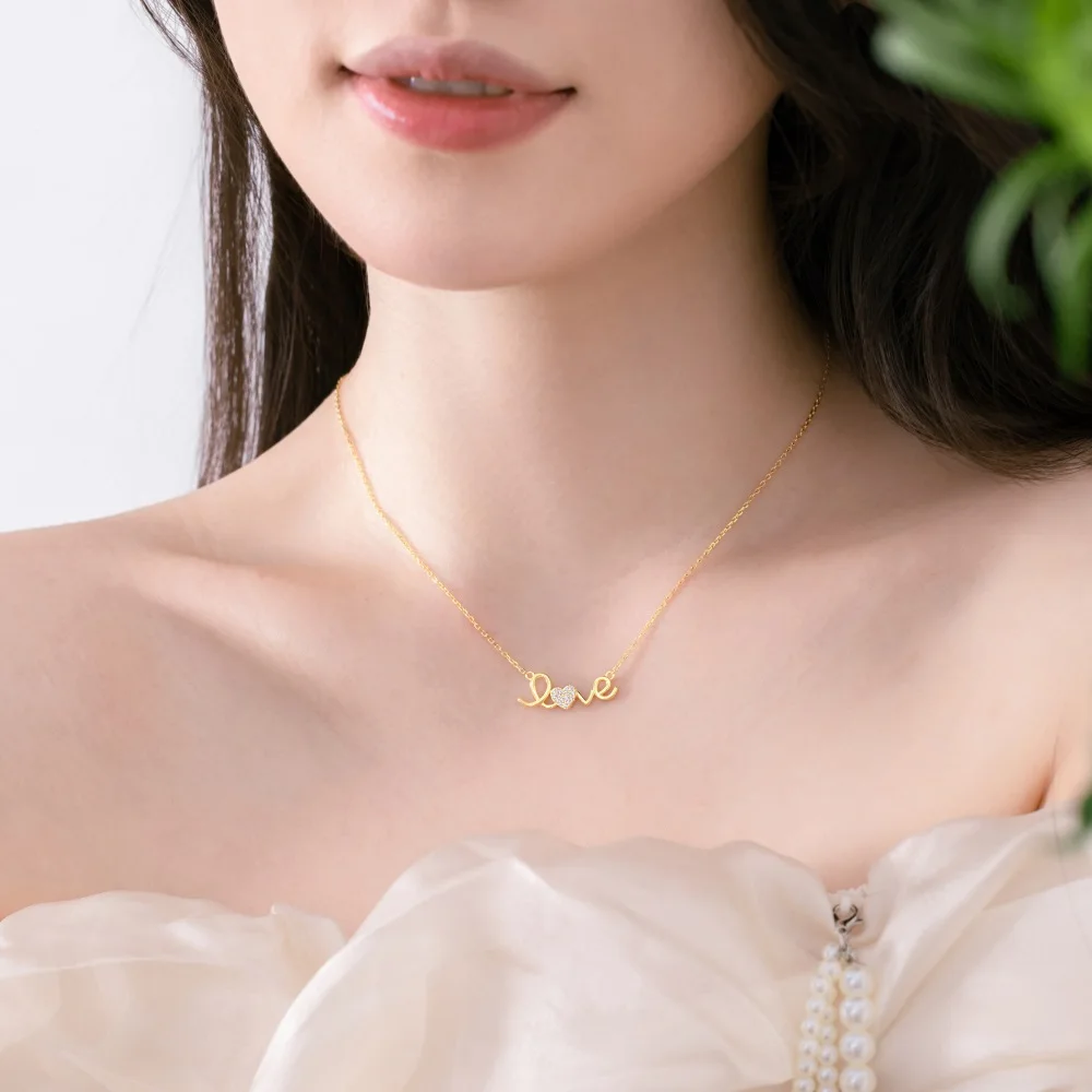 XUYUANFEN Live Stock S925 Sterling Silver Necklace Women's Instagram Style Elegance English Letter Pendant Zircon Neckpiece