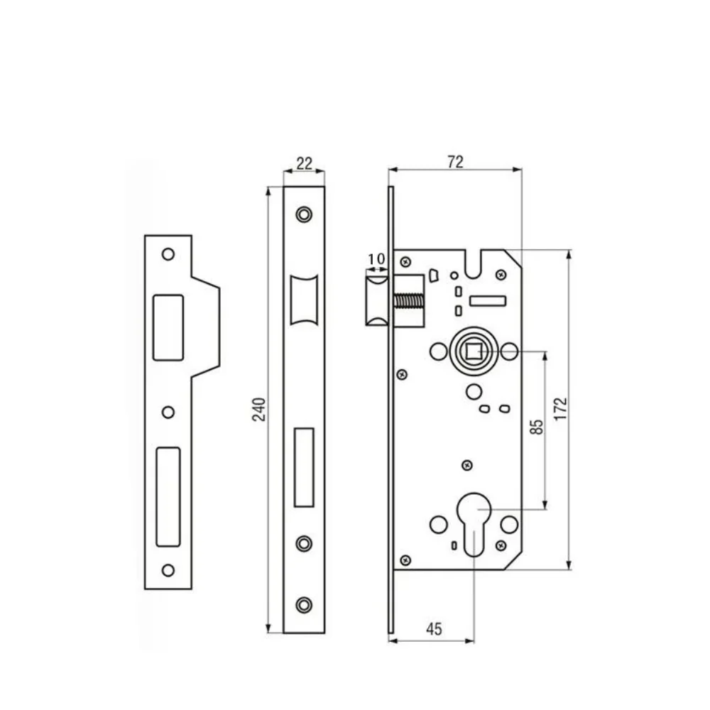 BBDHOME Mortise Lock Body Mechanism Latch 8545 Stainless Steel Panel Security Door Middle East High Quality Repair Part Hardware