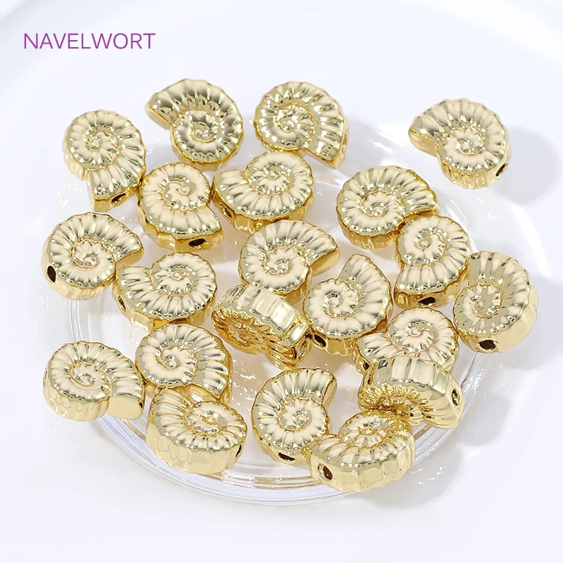 14K Gold Plated Brass Conch Spacer Beads For Jewelry,Separators For Beads,Jewelry Fittings,DIY Bracelet Making Accessories view 4
