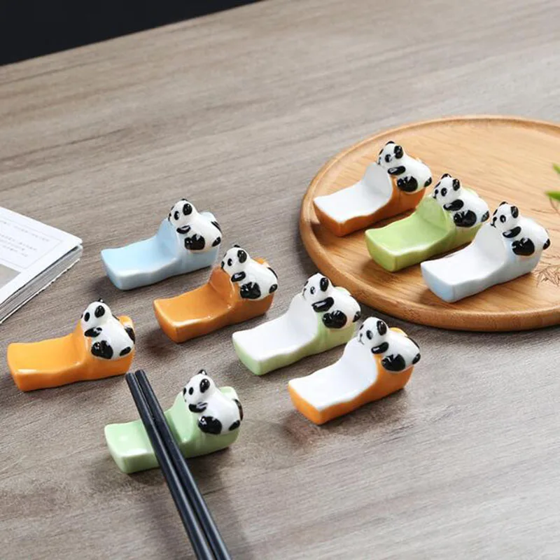 6 Pcs/Set Ceramic Chopstick Rack Cute Panda Pen Holder Spoon Fork Stand Kitchen Cutlery Tableware Ornaments