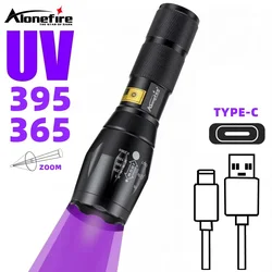 365&395nm Zoom UV Flashlight Usb Rechargeable Ultraviolet Pet Cat Dog Urine Stains Detector Ore Scorpion Marker Checker G700-C