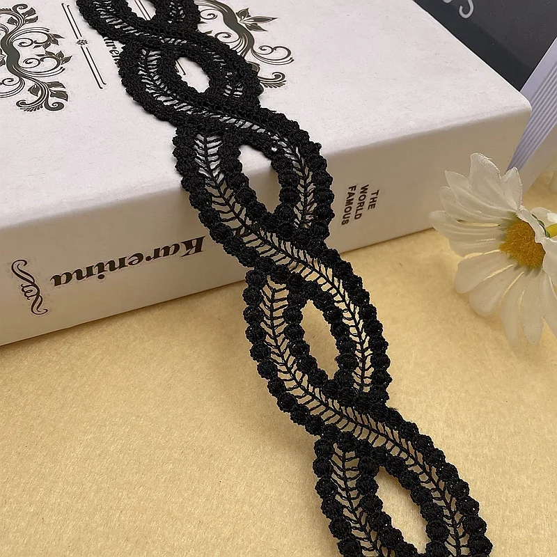 4CM Wide White Black Milk Silk Water-soluble Embroidery Lace Fabric Ribbon Wedding Dress Collar Neckline Trim Sewing Supplies