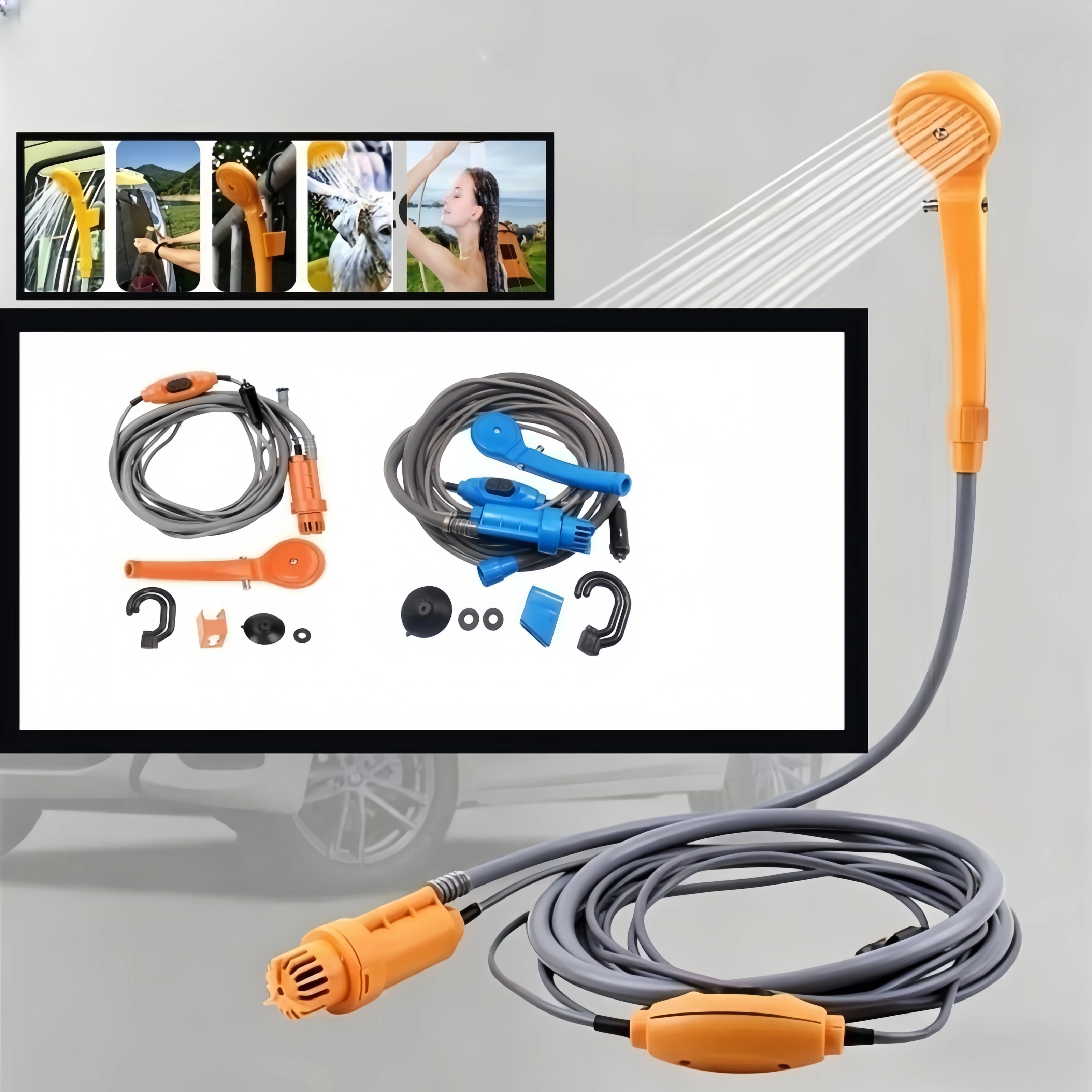 

12V Car Shower Kit Portable High Pressure Water Cleaner with Cigarette Lighter Plug Outdoor Camping Wash Tool