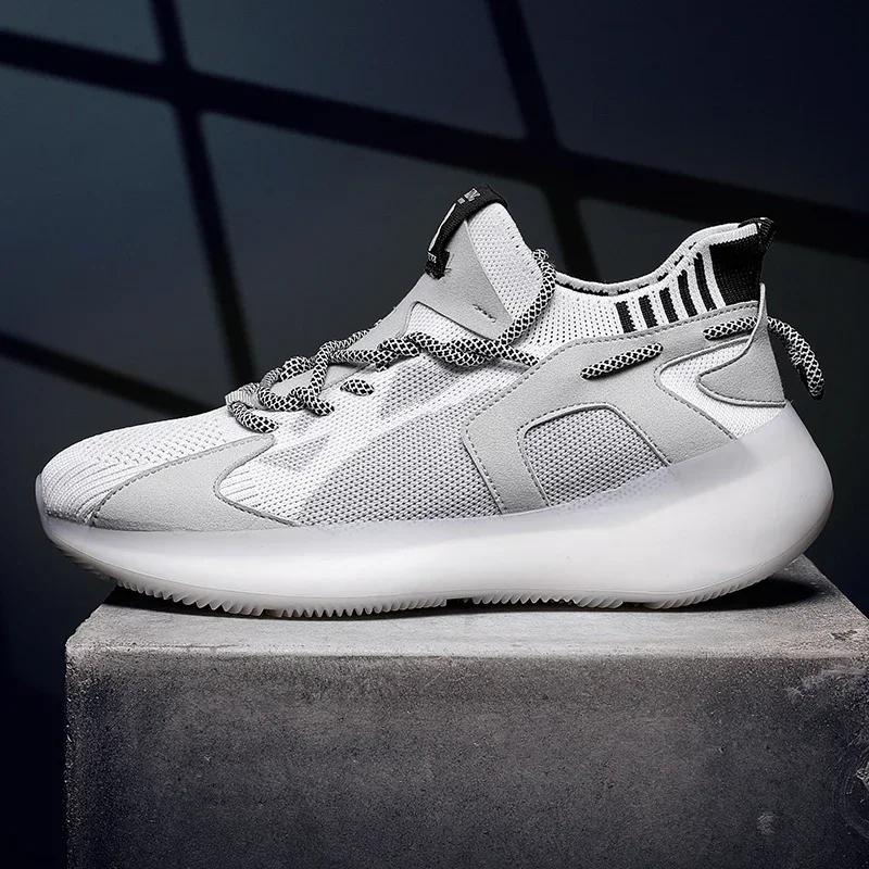 

Новый тип повседневных кроссовок для мужчин, с дышащей тканой сеткой, мягкой подошвой из горячей резины и амортизацией отскока