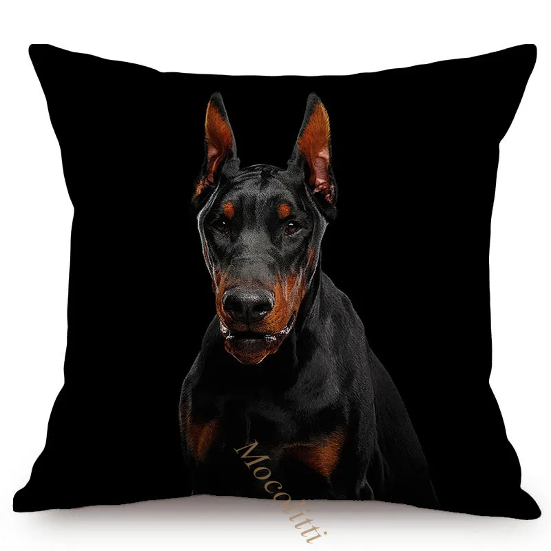 Dog Portrait Style Sofa Pillow Cases Bulldog Doberman German Spaniel Animal Print Home Decor Car Chair Cushions Cover Almofadas