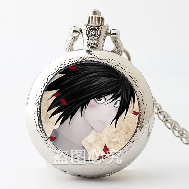 Death Note Light Yagami Pocket Watch, Student Necklace Watch, Flip Clock, Custom Photo - view 2