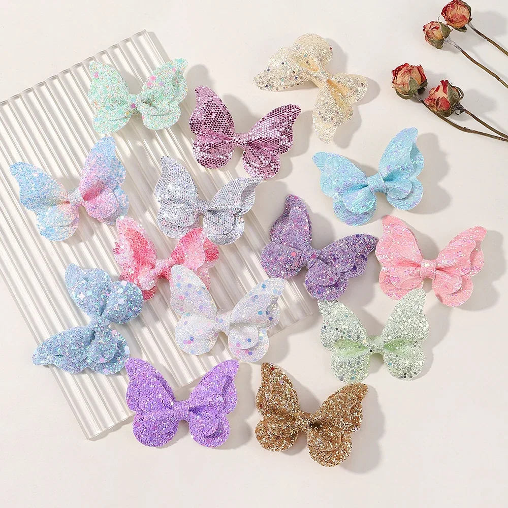 5Pcs/Set New Colorful Sequin Hair Clips Butterfly Princess Girls Headwear Children\'s HairClips Baby Hair Accessories Wholesale